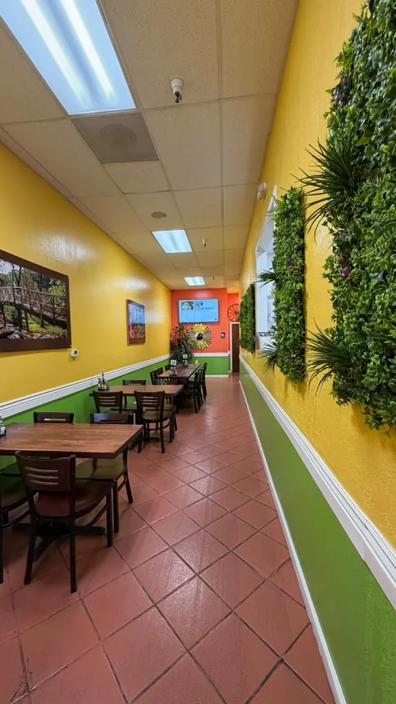 Dining room with living plant walls